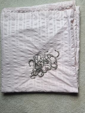 Pale Mauve Textured Waffle Weave Shower Curtain & Hooks